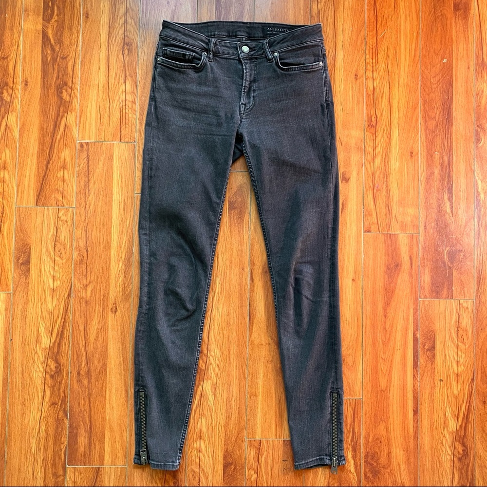 Allsaints Gray Jeans w/ Ankle Zippers - MAST FIT